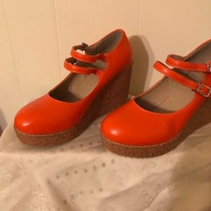 Orange Wedge Heels